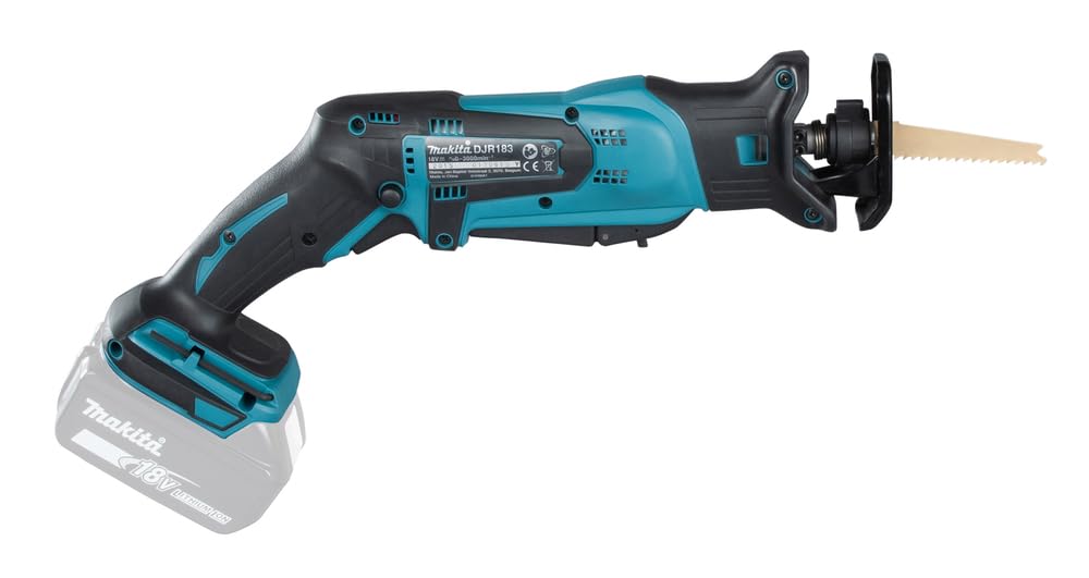 Makita DJR183RT1J Reciprosäge 18 V / 5,0 Ah, 1 Akku und Ladegerät im MAKPAC, Schwarz, Blau