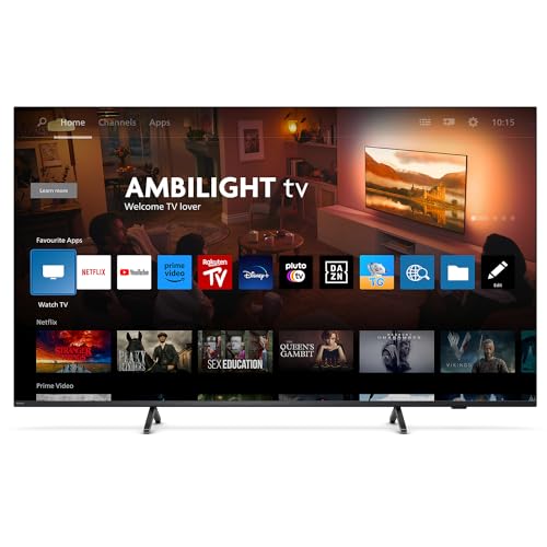 Philips Ambilight 75PUS8909 4K LED Smart TV - 75-Zoll Display mit Pixel-präziser Ultra HD Titan OS Plattform und Dolby Atmos-Klang. Funktioniert mit Alexa und Google Sprachassistent – Anthrazitgrau