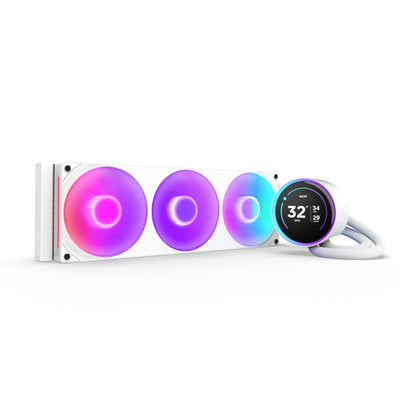 NZXT Kraken Elite 360 RGB - AIO CPU-Flüssigkeitskühler - 360-mm-Radiator - F360 RGB Core-Lüfter - Anpassbares 2,72"-IPS LCD - Turbine Pump - Intel LGA 1700, 1200/115X, 1851 - AMD AM5, AM4 - Weiß