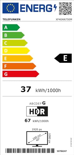 Telefunken Android TV 40 Zoll Fernseher (Full HD Smart TV, HDR, Triple-Tuner, Bluetooth) XF40AN750M, Schwarz