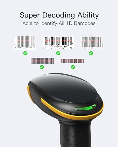 Inateck Barcode Scanner Bluetooth,1D Handheld Barcode Scanner,1 Ladung in 3 Monaten,Kabelloser Handscanner, Unterstützen Selbst Entwickelte App und SDK, BCST-21