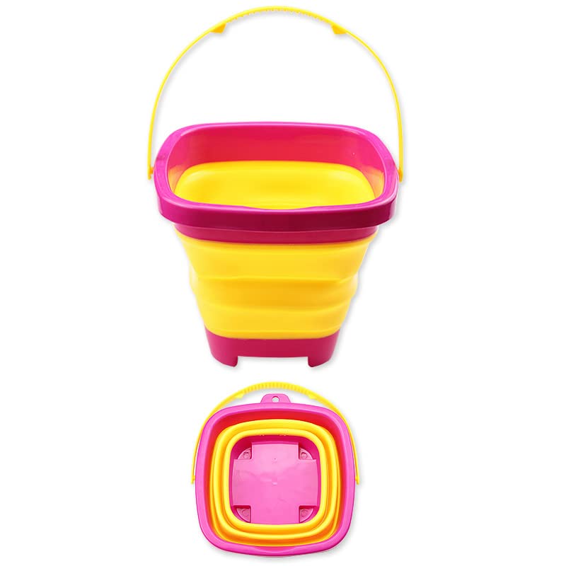 TLHWIN 3 STÜCKE Faltbarer Eimer Teleskopeimer Eimer Sandeimer Silikon Faltbarer Eimer, für Kinder Strand Spielen Campingausrüstung Wasser Fisch Waschen Garten Sommer Schwimmen Spielzeug Zuhause (B)