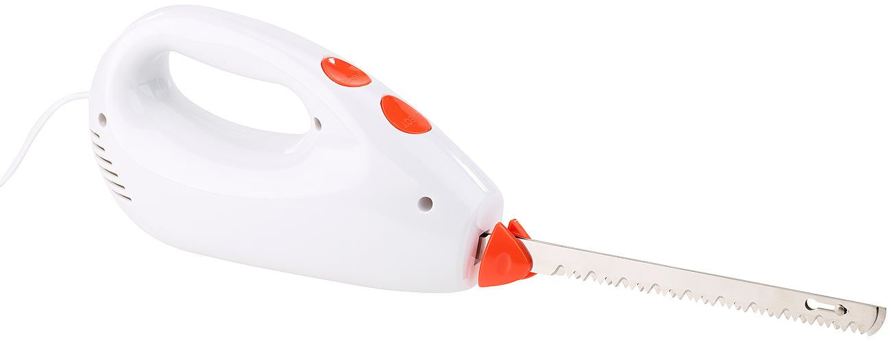 Rosenstein & Söhne Elektrisches Messer: Elektromesser mit 2 Edelstahl-Doppelklingen & Sicherheitssystem, 180 W (Elektrisches Küchenmesser, Elektromesser Gastronomie, Döner)