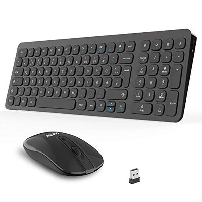 Kabellose Tastatur und Maus, LeadsaiL Tastatur Maus Set Kabellos, Flüsterleiser Tastenanschlag, 2.4 GHz QWERTZ Deutsches Layout mit 2-in-1 USB Nano Empfänger, für PC, Desktop, Laptop, Windows, Mac