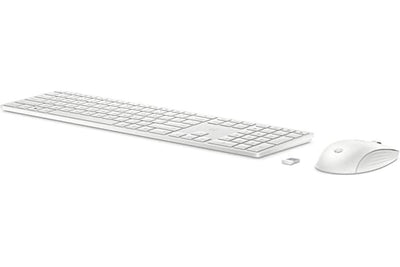 HP - PC Tastatur und Maus 650 Wireless, bis zu 20 Monate Laufzeit, 20 programmierbare Tasten, verstellbare Füße mit 6 Grad Neigung, Ziffernblock, Maus bis zu 4000 DPI, Weiß