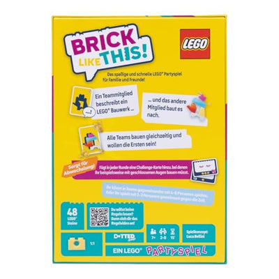 Asmodee Brick Like This! Das offizielle Lego-Partyspiel - Schnelles, lustiges Bauspiel für Familien, Kinder, Jugendliche und Erwachsene – 15 Minuten, für 2-8 Spieler ab 7 Jahren, Deutsch Version