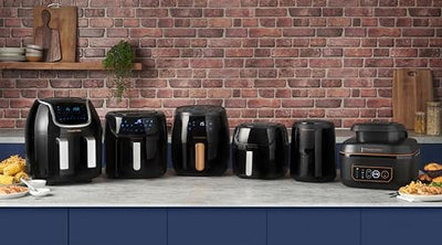 Russell Hobbs Heißluftfritteuse Doppelkammer [2 Fächer je 4,25l, nur getrennt nutzbar, Gesamtvolumen 8,5l] Rapid Air Fryer Technik (8 Programme, spülmaschinenfest,Touchscreen) AirFryer 27290-56S