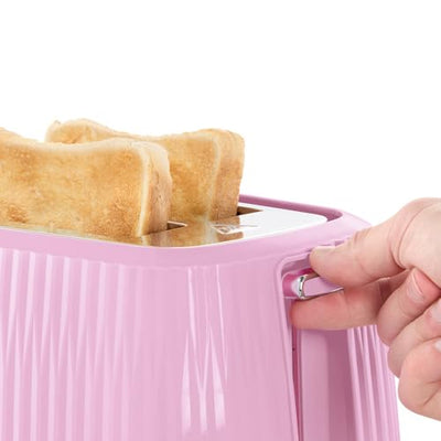 Russell Hobbs Toaster [für 2 Scheiben] Eden (6 Bräunungsstufen, Hebefunktion, Auftau-, Aufwärm- & Stoppfunktion, Krümelschublade, Brötchenaufsatz, Himbeere) 27372-56