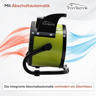Tronitechnik® 2000 Watt Elektroheizer Heizlüfter Bauheizer Keramik Heizstrahler elektrisch Heizgerät mit Thermostat Elektroheizer mit 3 Heizstufen, Heizgebläse für Innen- und Außeneinsatz