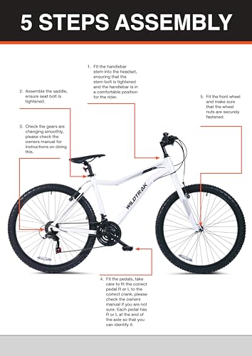 Wildtrak - Stahlfahrrad, Erwachsene, 26 Zoll, 18-Gang - Rot