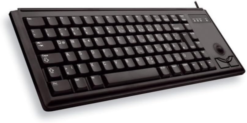 CHERRY G84-4400, Kompakte Tastatur mit Trackball, Deutsches Layout (QWERTZ), Kabelgebunden (USB-Anschluss), 2 Maustasten, Mechanische CHERRY ML Switches, Schwarz
