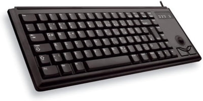 CHERRY G84-4400, Kompakte Tastatur mit Trackball, Deutsches Layout (QWERTZ), Kabelgebunden (USB-Anschluss), 2 Maustasten, Mechanische CHERRY ML Switches, Schwarz