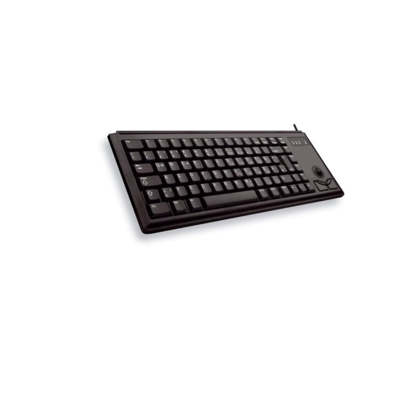 CHERRY G84-4400, Kompakte Tastatur mit Trackball, Deutsches Layout (QWERTZ), Kabelgebunden (USB-Anschluss), 2 Maustasten, Mechanische CHERRY ML Switches, Schwarz