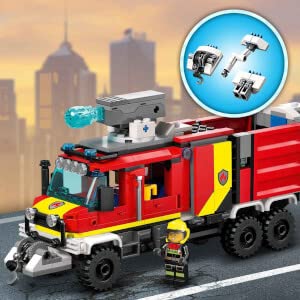 LEGO 60374 City Einsatzleitwagen der Feuerwehr, modernes Feuerwehrauto-Spielzeug mit Löschdrohnen, mit Figuren für Kinder