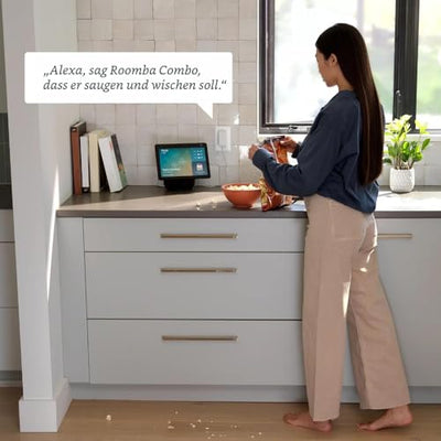 iRobot Roomba Combo Essential Saug- und Wischroboter (Y0112), leistungsstarkes Saugen und Wischen, 4-Stufen-Reinigungssystem, 3 Saugstufen, Spot-Cleaning, steuerbar über App, Tasten oder Sprache, Weiß