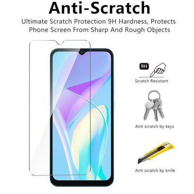 LYZXMY Hülle für Blackview Oscal Flat 1C(6.56") Schwarz Handyhülle + 3 Stück Gehärtetes Glas Schutzfolie, Case Weich Silikon TPU Schutzhülle Cover 9H Härte HD Gehärtetes Glasfolie Glas