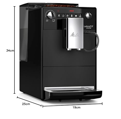 Melitta Latticia OT - Kaffeevollautomat mit Milchsystem, Kaffeemaschine mit Mahlwerk für z. B. Kaffee oder Cappuccino, schwarz
