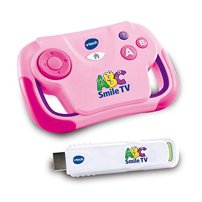 Vtech ABC Smile TV pink – Kabellose Lernkonsole mit HDMI-Stick für den Fernseher mit 15 Spiel-Level für stundenlangen Lernspaß – Für 3-7 Jahre - Deutsch