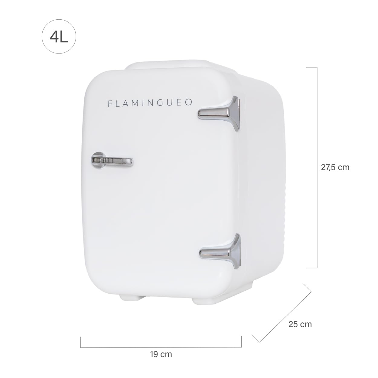 Flamingueo Mini Kühlschrank - Kühlschrank Klein 4L, 12V/220V, Mini Fridge, Skincare, Funktion Kühlen und Heizen, Tischkühlschrank, Kosmetik Kühlschrank