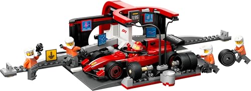LEGO City F1 Boxenstopp mit Boxencrew und Ferrari Flitzer - Formel 1 Pit Stop Set mit 1 Rennfahrer und 4 Mechaniker Minifiguren - Spielzeug Rennauto für Jungen und Mädchen ab 6 Jahren - 60443