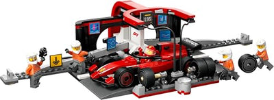 LEGO City F1 Boxenstopp mit Boxencrew und Ferrari Flitzer - Formel 1 Pit Stop Set mit 1 Rennfahrer und 4 Mechaniker Minifiguren - Spielzeug Rennauto für Jungen und Mädchen ab 6 Jahren - 60443