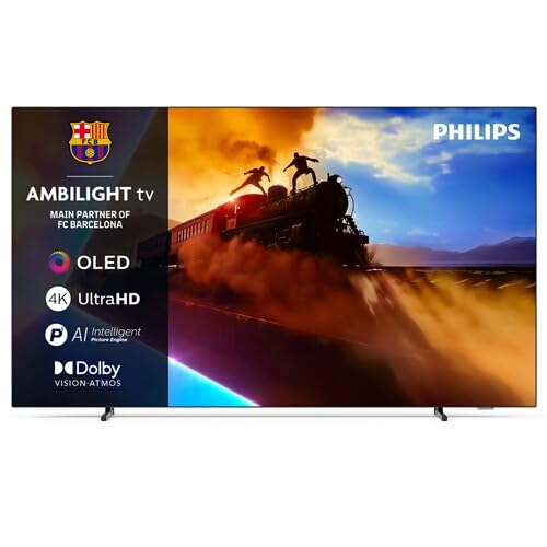 Philips Ambilight 55OLED760 4K OLED Smart TV - 55 Zoll Display mit P5 AI Perfect Picture Engine Ultra HD, Titan OS, Dolby Vision und Atmos Sound - Funktioniert mit Alexa und Google Sprachassistent