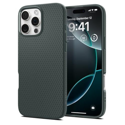 Spigen für iPhone 16 Pro Hülle [rutschfest] Liquid Air Case Handyhülle Schutzhülle Cover Dünn Slim -Abyss Green