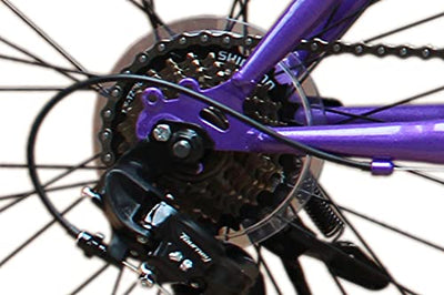 Talson 24 Zoll Mädchen Fahrrad MTB mit Beleuchtung und Shimano 21-Gang Kinderfahrrad Lila