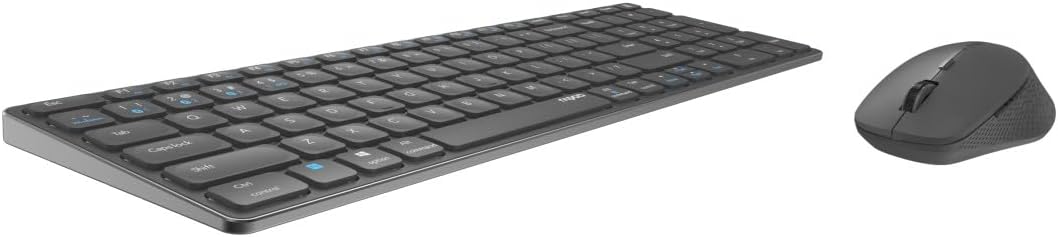 Rapoo 9700M kabelloses Tastatur-Maus Set Wireless Deskset 1600 DPI Sensor wiederaufladbarer Akku flaches Aluminium Design DE-Layout QWERTZ PC & Mac - dark grey