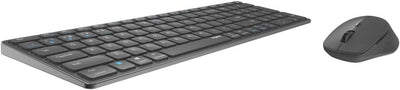 Rapoo 9700M kabelloses Tastatur-Maus Set Wireless Deskset 1600 DPI Sensor wiederaufladbarer Akku flaches Aluminium Design DE-Layout QWERTZ PC & Mac - dark grey