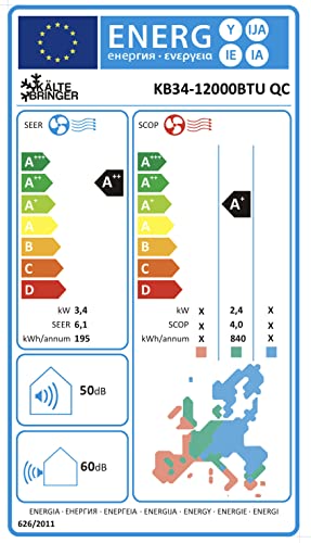 Kältebringer Split Klimaanlage Quick Connect - 12000 BTU - Inverter Klimagerät mit Heizfunktion, WiFi und App - bis 55qm - sehr leise - Komplett Set, 5m Kupferleitung, Kältemittel R32, Montagematerial