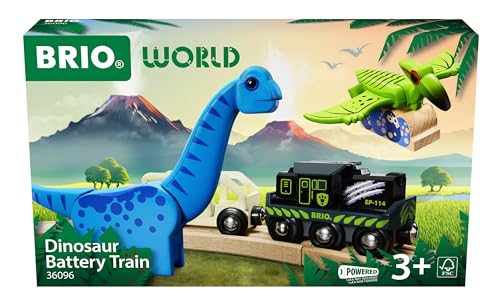 BRIO World - 36096 Dinosaurier Batteriezug - Spielzeugzug für Kinder ab 3 Jahren