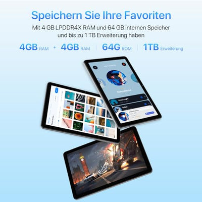 UMIDIGI G1 TAB 10.1 Zoll Tablet, Tablet Android, 8GB RAM (4GB+4GB), 64GB ROM(1TB TF), RK3562 Quad Core Gaming Tablets PC mit 6000 mAh Akku, 8MP+8MP, BT5.0, WiFi 6, GMS, Grau