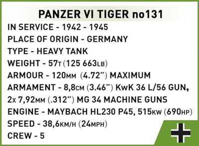 Cobi 2588 Panzer VI Tiger I no 131 The Tank Museum