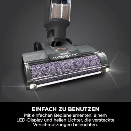 Shark HydroVac Kabelloser Hartbodenreiniger mit antimikrobieller Bürstenrolle, Mehrzwecklösung geruchsneutralisierend, selbstreinigender Bodenreiniger, saugt & wischt, Grau WD210EU
