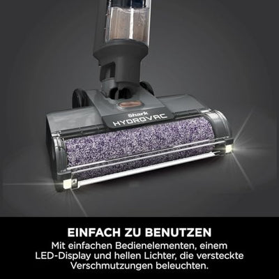 Shark HydroVac Kabelloser Hartbodenreiniger mit antimikrobieller Bürstenrolle, Mehrzwecklösung geruchsneutralisierend, selbstreinigender Bodenreiniger, saugt & wischt, Grau WD210EU