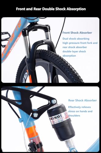 Wmmner Mountainbike, 26-Zoll-Räder, 24-Gang-Mountainbike, mit Scheibenbremsen, Vollfederung für Männer und Frauen ab 16 Jahren, 000180