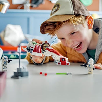 LEGO Star Wars Flucht mit dem BARC Speeder, The Mandalorian Set, Spielzeug-Bike mit Seitenwagen, enthält die Figuren Kelleran Beq und Grogu, Geschenk für Jungen und Mädchen ab 8 Jahren 75378