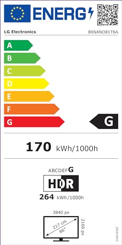 LG 86NANO81T6A TV 86" (218 cm) NanoCell Fernseher (α8 4K AI-Prozessor, HDR10, bis zu 120Hz) [Modelljahr 2024]