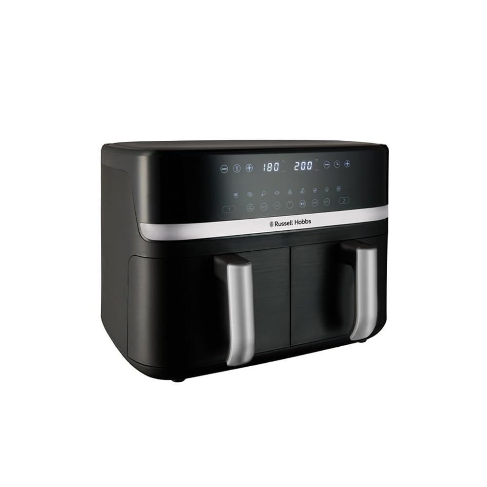 Russell Hobbs Heißluftfritteuse 2 Kammern 9L Rapid AirFryer [2 Fächer je 4,5l, sehr leiser Betrieb, 9 Programme] SatisFry Fritteuse (spülmaschinenfest, Match & Synchronisierungsfunktion) 27681-56