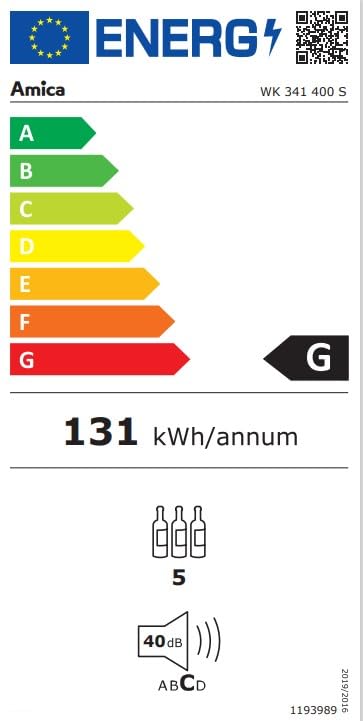 Amica WK 341 400 S Einbau-Weintemperierschublade, Energieeffizienzklasse G, Anzahl Bordeauxflaschen (0,75 l): 5