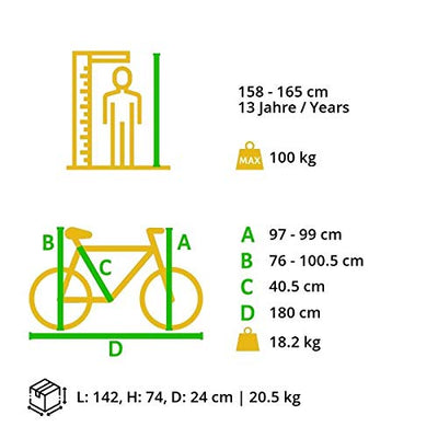 BIKESTAR Hardtail Aluminium Mountainbike Shimano 21 Gang Schaltung, Scheibenbremse 27.5 Zoll Reifen | 16 Zoll Rahmen Alu MTB | Grün Gelb