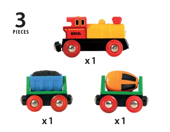 BRIO World 33319 Zug mit Batterielok - Mit beweglichem Kohlewaggon und rotierendem Zementmischer - Geeignet für Kinder ab 3 Jahren