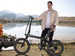ADO E-Bike Air Carbon Elektrofahrrad, 2*Elektrofahrrad,ebike Damen/ebike Herren,Bike,klapprad Riemenantrieb 14,5Kg IPS LCD Display, GPS,ADO APP,250W (Schwarz+Schwarz)