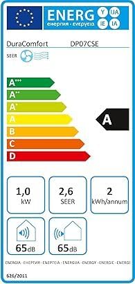Jung AIR TV07 mobile Klimaanlage mit Fernbedienung, 4,1 KW, 14000BTU, 60dB, 24h-Timer, Entfeuchtungsfunktion, Klimagerät Mobil mit Abluftschlauch, Energieklasse A, 140m³ Raum Kühlung, Weiss