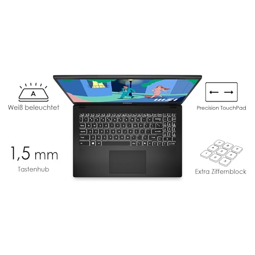MSI Modern 15 Lifestyle & Business Laptop, 15,6 Zoll Full HD Display, AMD Ryzen 5 7430U Prozessor, 16 GB DDR4 RAM, 512GB SSD, AMD Radeon Graphics, Windows 11 Home, Schwarz, B7M-463