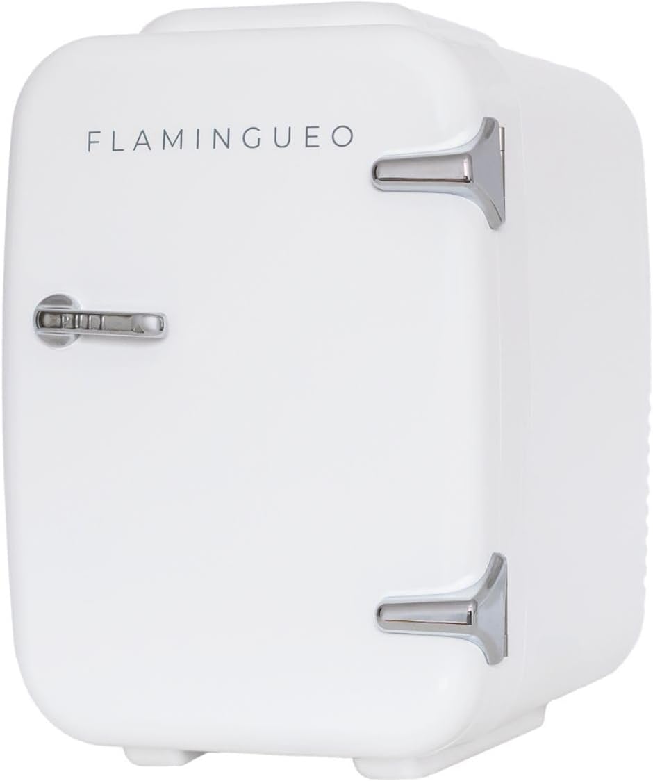 Flamingueo Mini Kühlschrank - Kühlschrank Klein 4L, 12V/220V, Mini Fridge, Skincare, Funktion Kühlen und Heizen, Tischkühlschrank, Kosmetik Kühlschrank