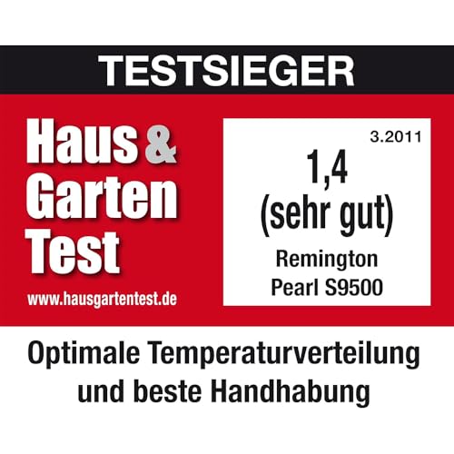 Remington Glätteisen [Testsieger] Pearl (hochwertige Keramikbeschichtung mit echten Perlen für eine gleichmäßige Wärmeverteilung) LCD-Display, 150-235°C, inkl. Aufbewahrungstasche, Haarglätter S9501
