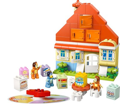 LEGO DUPLO Bluey: Blueys Familienhaus mit Memory-Spiel - Lernspielzeug für Kleinkinder - Inkl. 3 Minifiguren, aufklappbare Fenster und Brettspiel - Geschenk für Jungen & Mädchen ab 3 Jahren - 10459