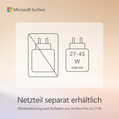 Microsoft Surface Pro | Copilot+ PC | 12” LCD Touchscreen | Snapdragon® X Plus | 16GB RAM | 512GB Speicher | Neuestes Modell | Platin